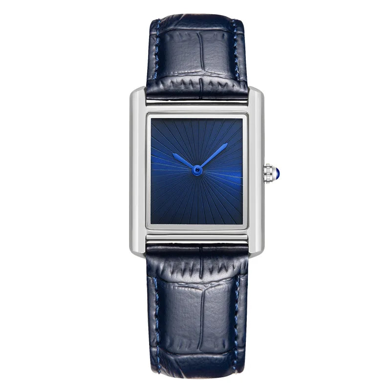 CARTAVIO® Classic Square Two-Hand Leather Watch