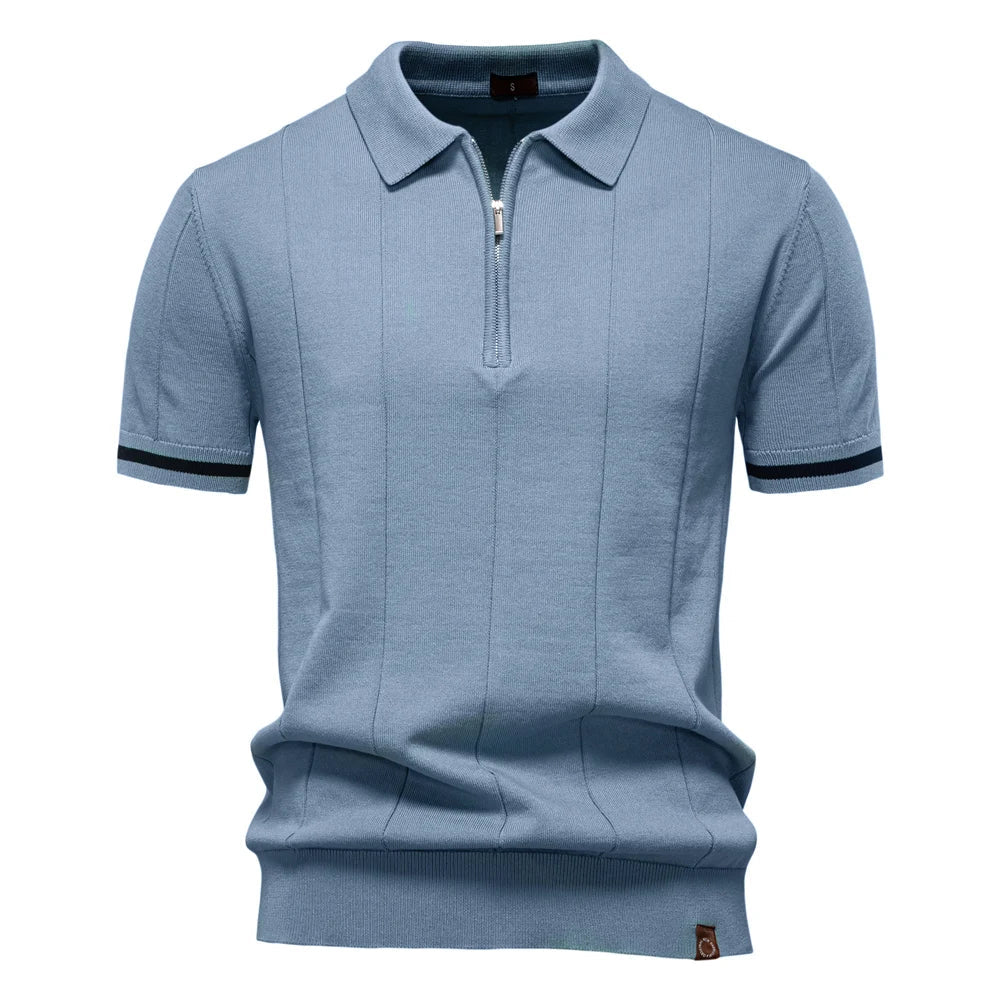 CASTELVI® Zip-Collar Knit Polo Shirt