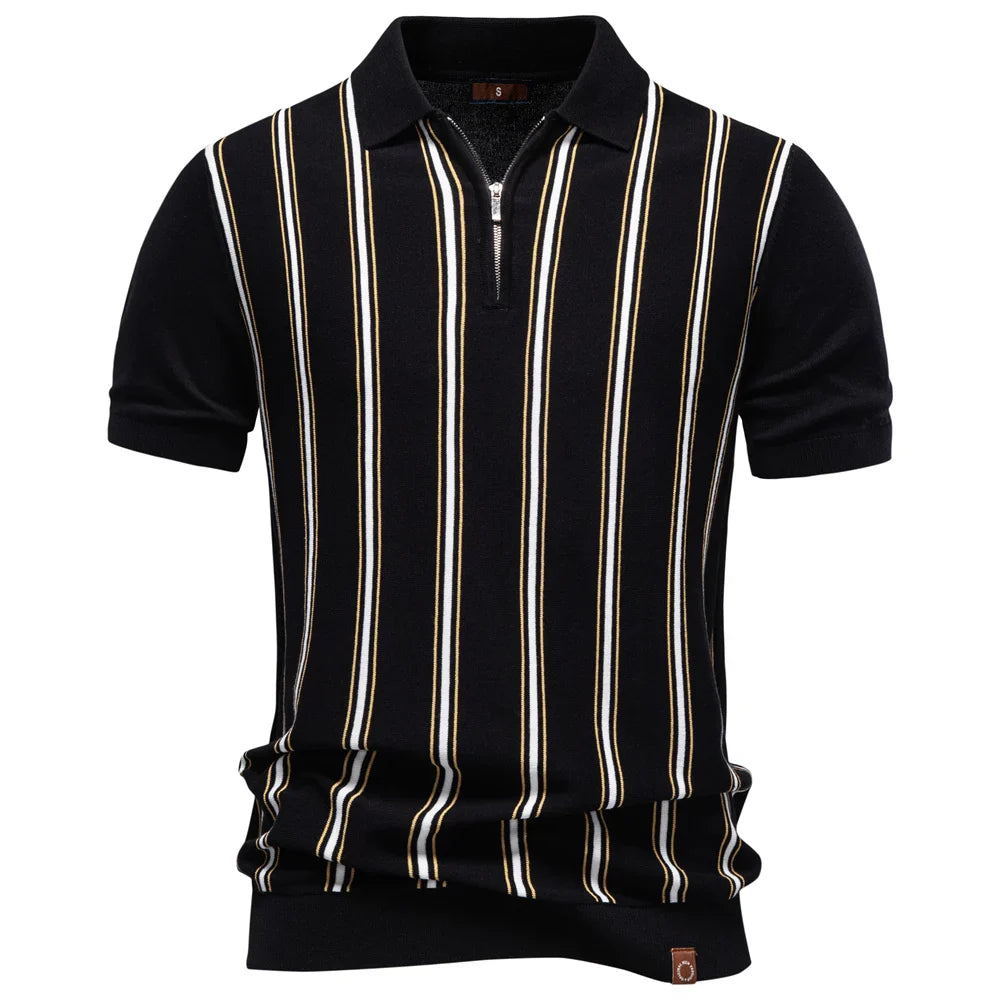 CORSINI® Contrast Stripe Knit Polo Shirt