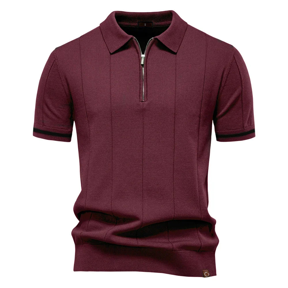 CASTELVI® Zip-Collar Knit Polo Shirt