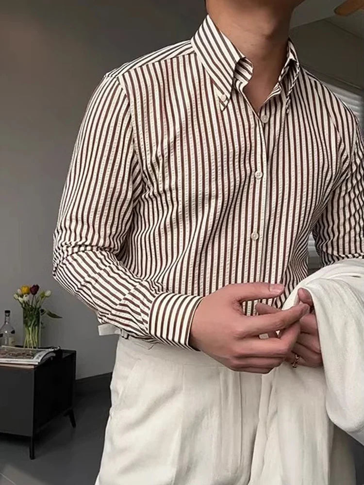 CALVETTI® Retro Plaid Wide Collar Long Sleeve Shirt