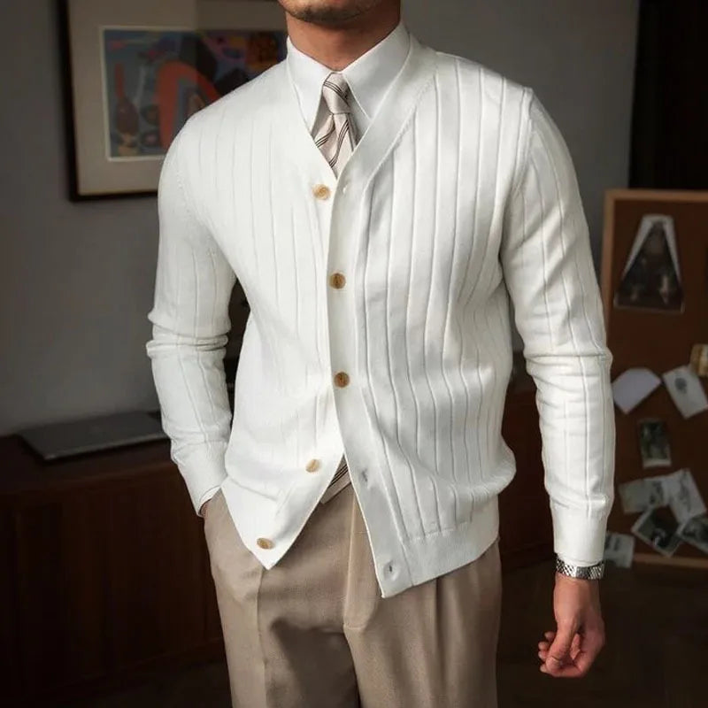 RAVELLO® V-Neck Knit Cardigan – Old Money Edition