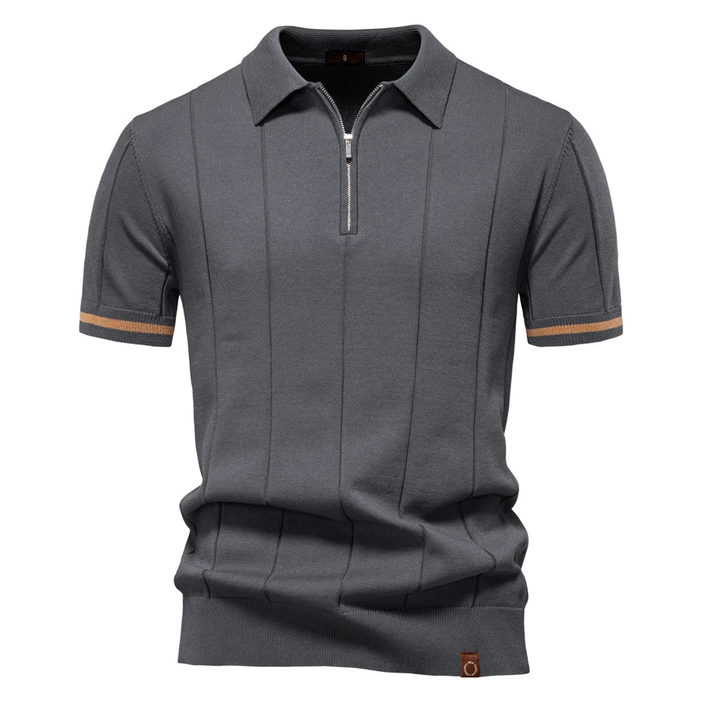 CASTELVI® Zip-Collar Knit Polo Shirt