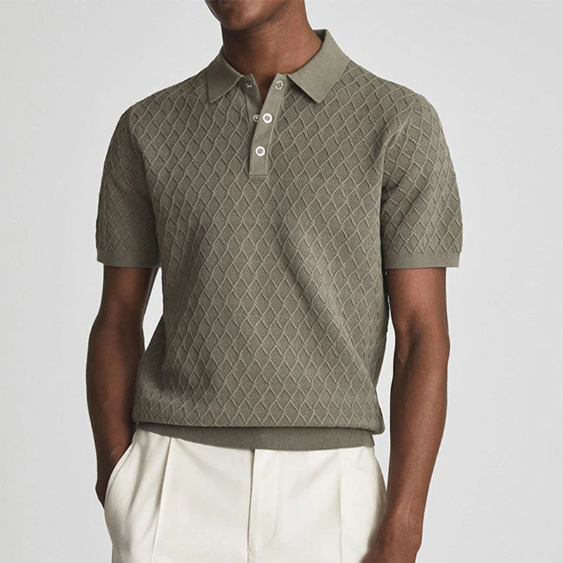 ROCHESTER® 2026 Summer Men's Slim Knit Polo Shirt with Turn-Down Collar and Buttoned Detail