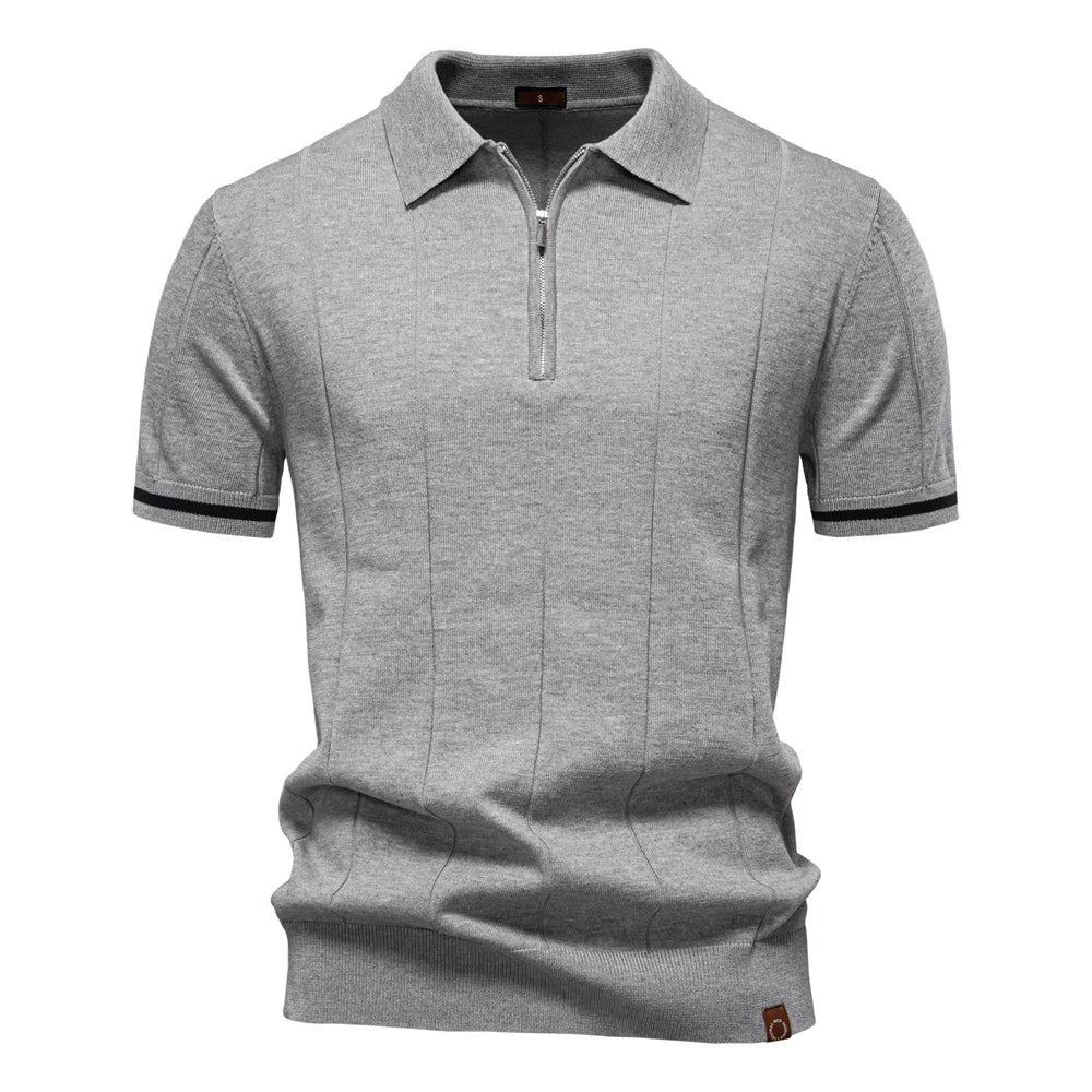 CASTELVI® Zip-Collar Knit Polo Shirt