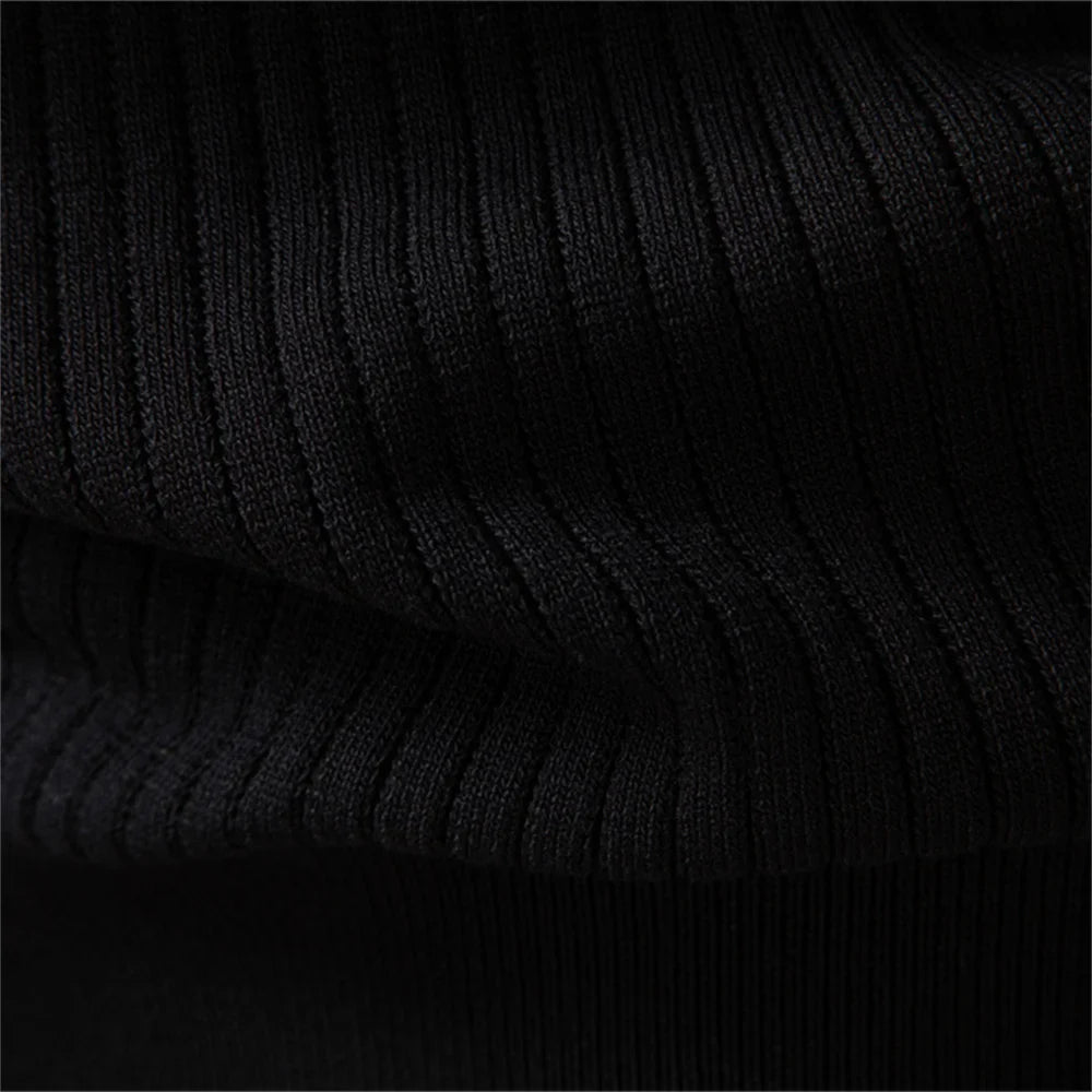 VINCELLI® Ribbed Button Placket Long Sleeve Polo