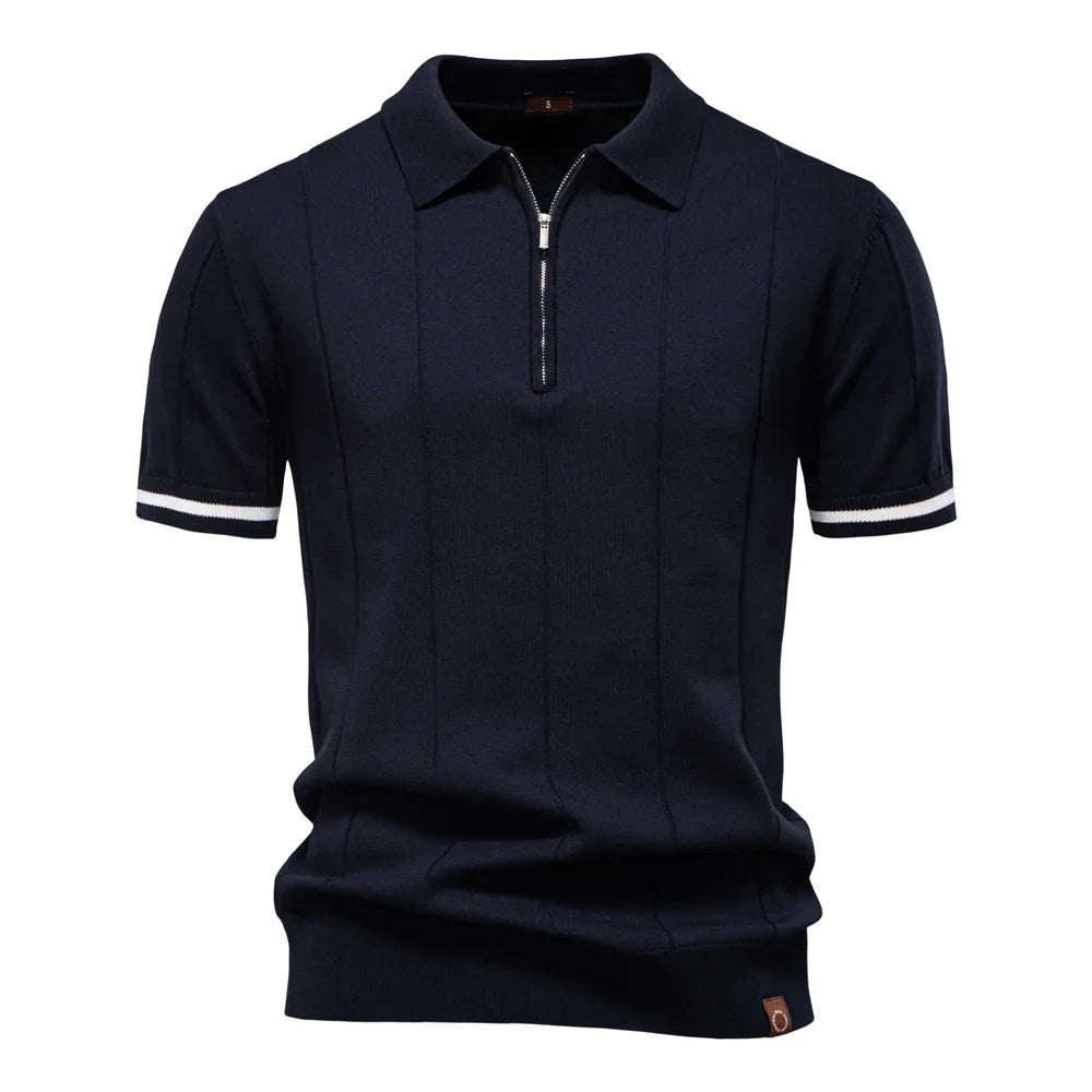 CASTELVI® Zip-Collar Knit Polo Shirt