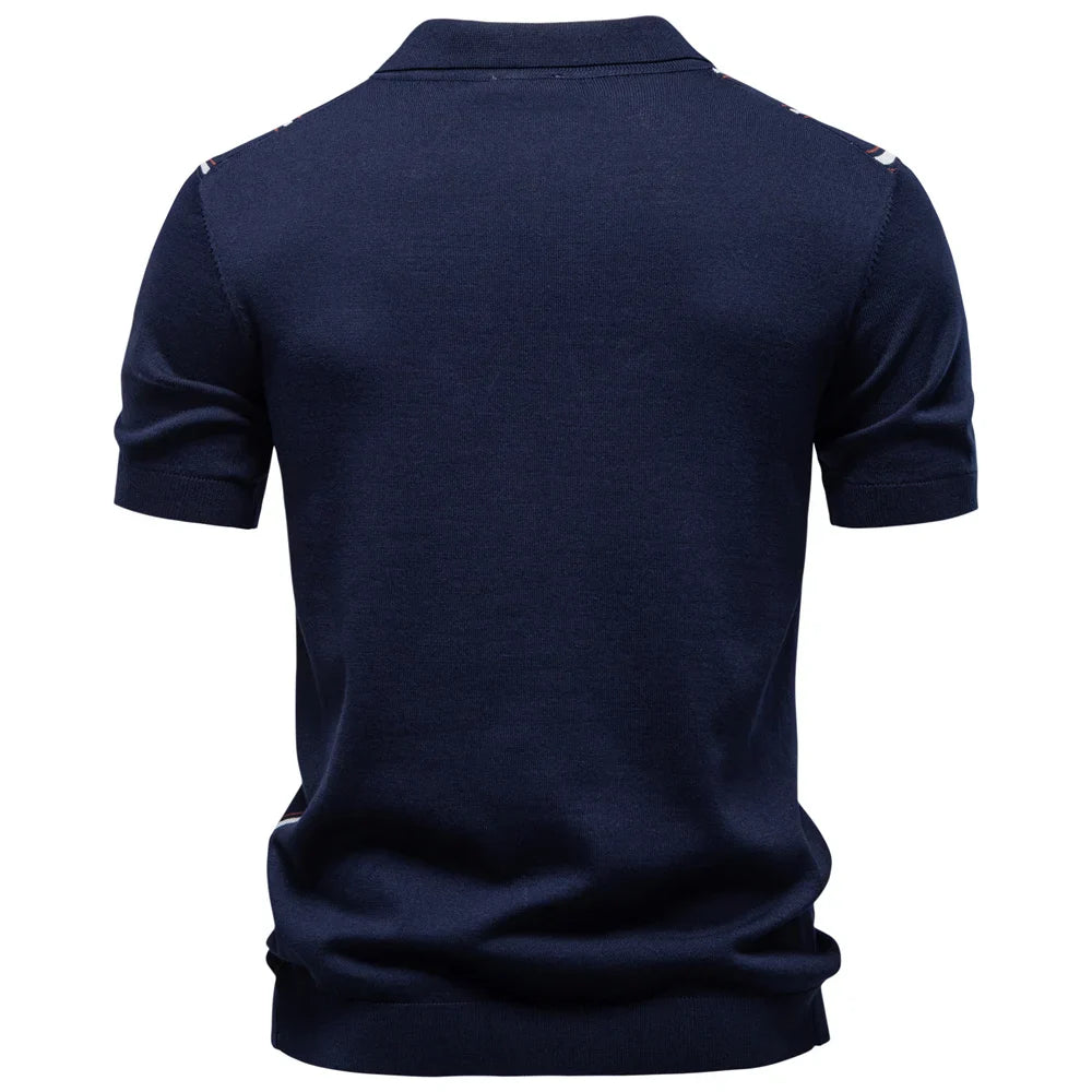 CORSINI® Contrast Stripe Knit Polo Shirt