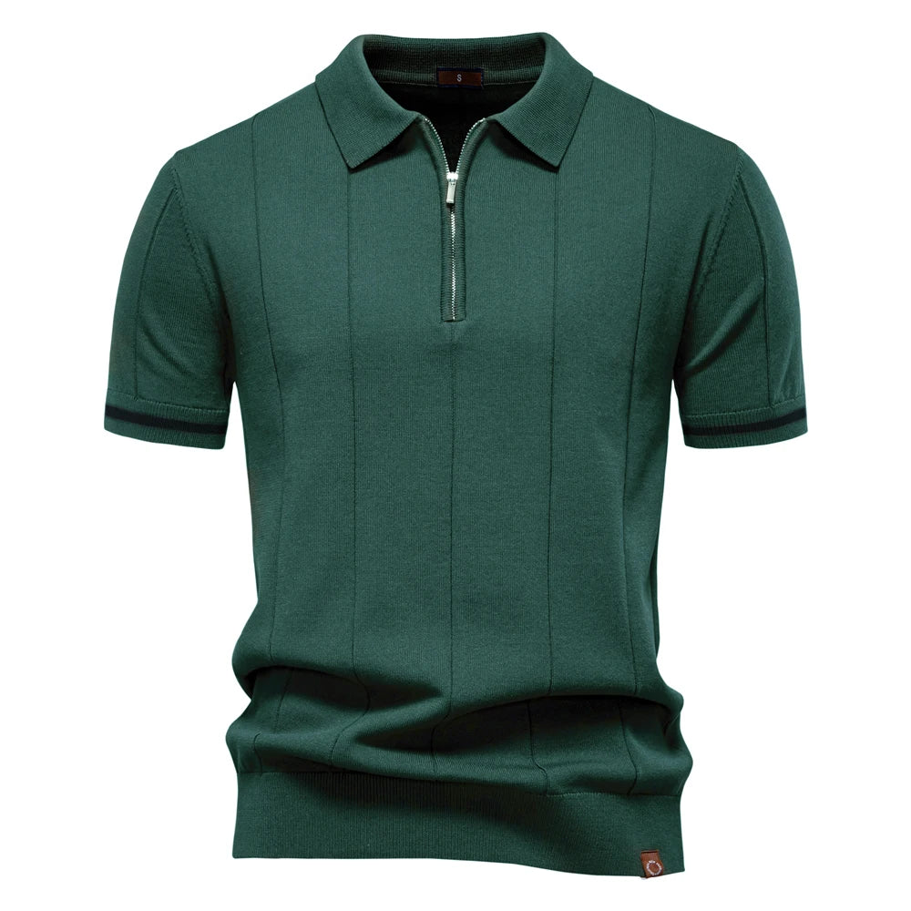 CASTELVI® Zip-Collar Knit Polo Shirt