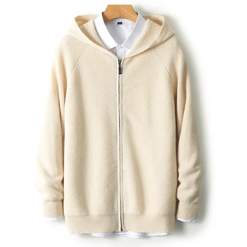 VOLANTE® 100% Merino Wool Zip Hooded Cardigan
