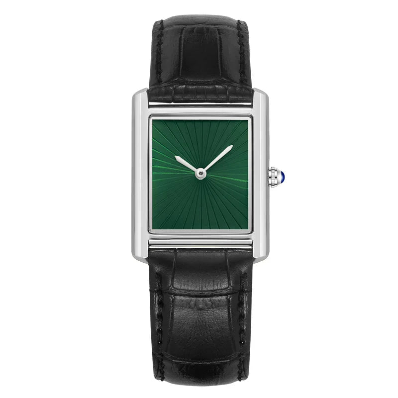 CARTAVIO® Classic Square Two-Hand Leather Watch