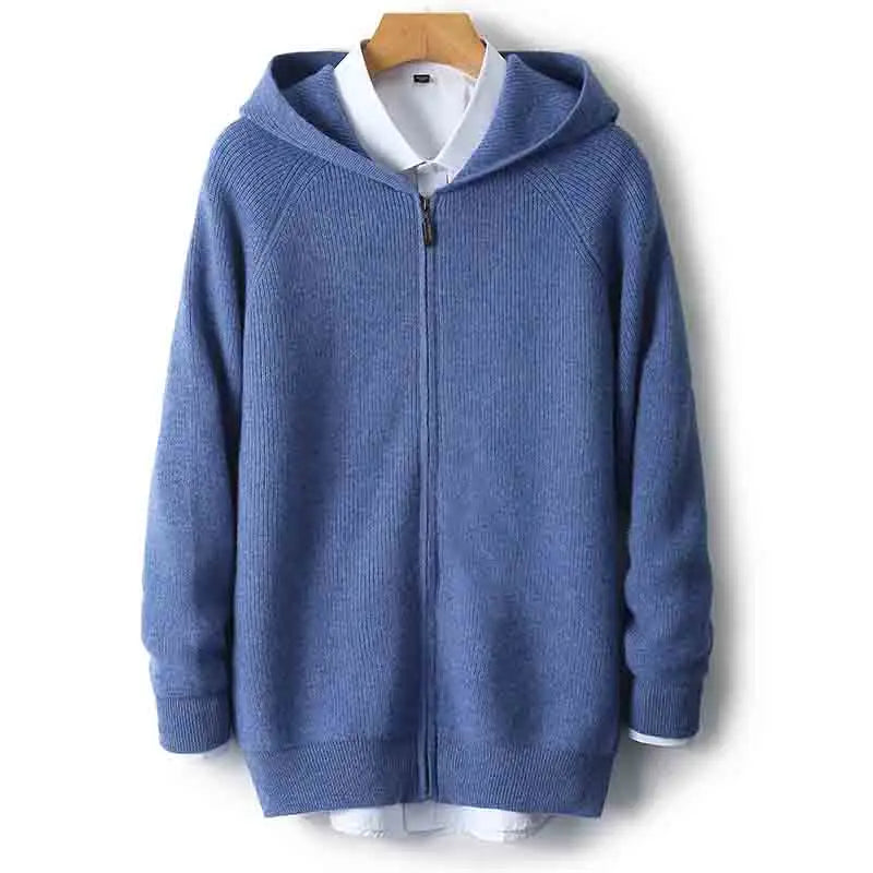 VOLANTE® 100% Merino Wool Zip Hooded Cardigan