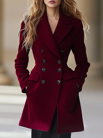 【24-hour shipping out】High-End Temperament Waist Lapel Coat