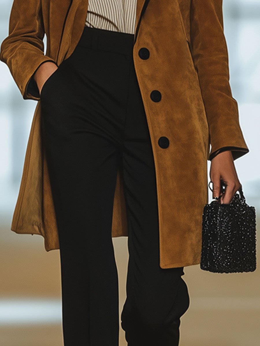 【24-hour shipping out】Casual Loose Vintage Suede Single Breasted Lapel Coat