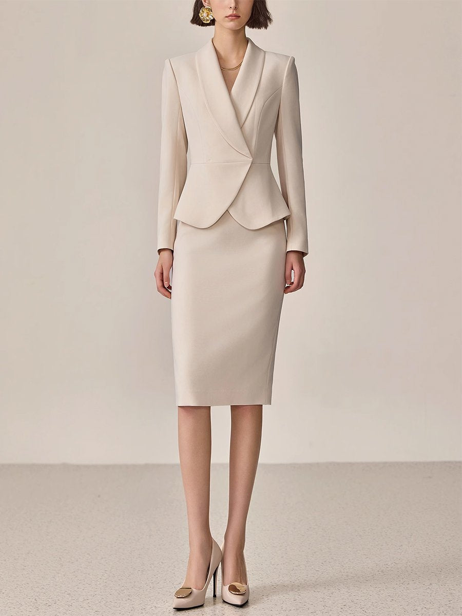 【24-hour shipping out】High-End Fashion Temperament Lapel Beige Suit