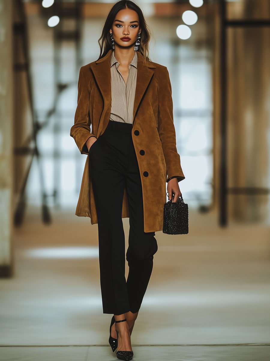 【24-hour shipping out】Casual Loose Vintage Suede Single Breasted Lapel Coat