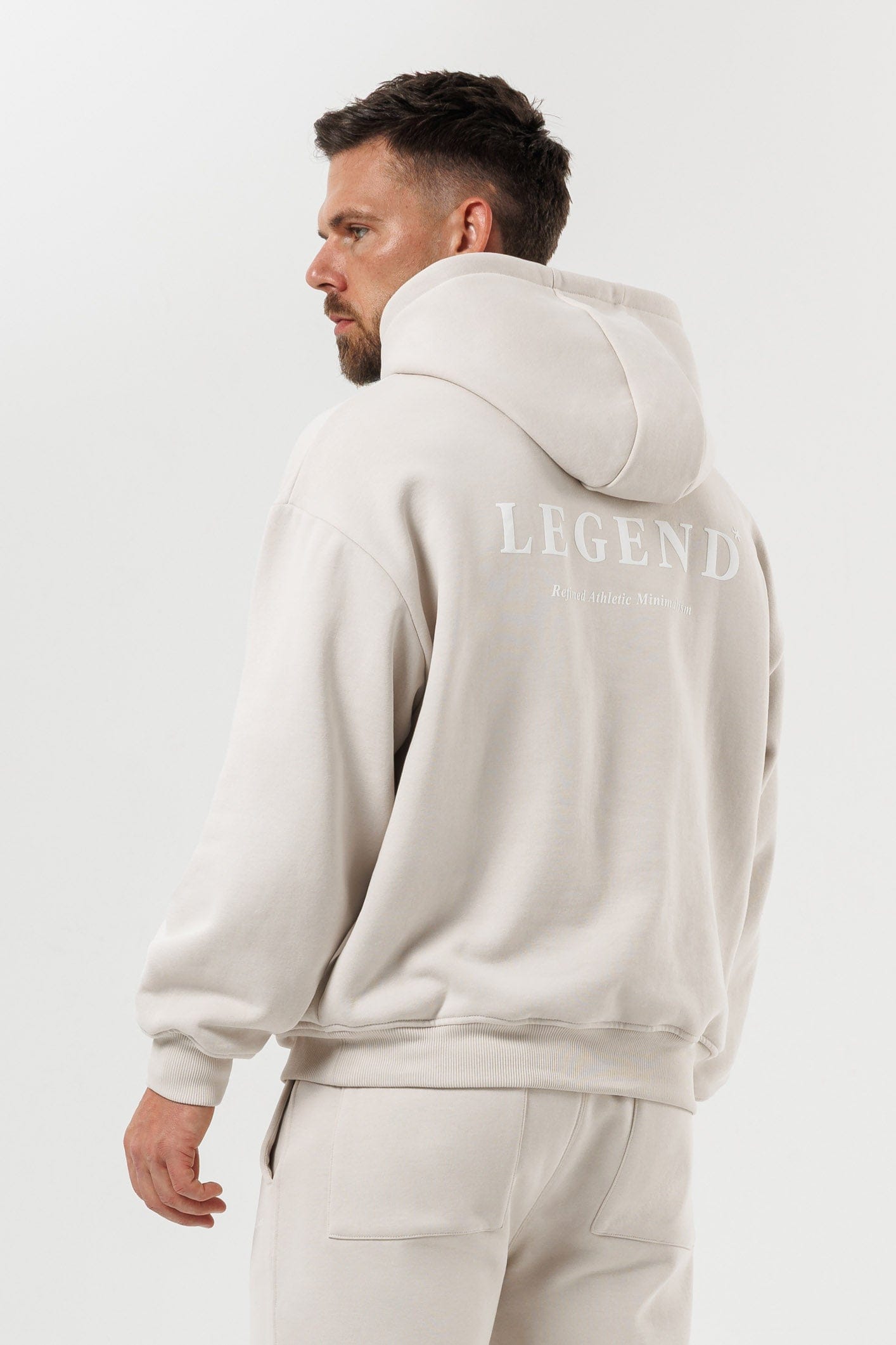 PRINT HOODIE - BEIGE