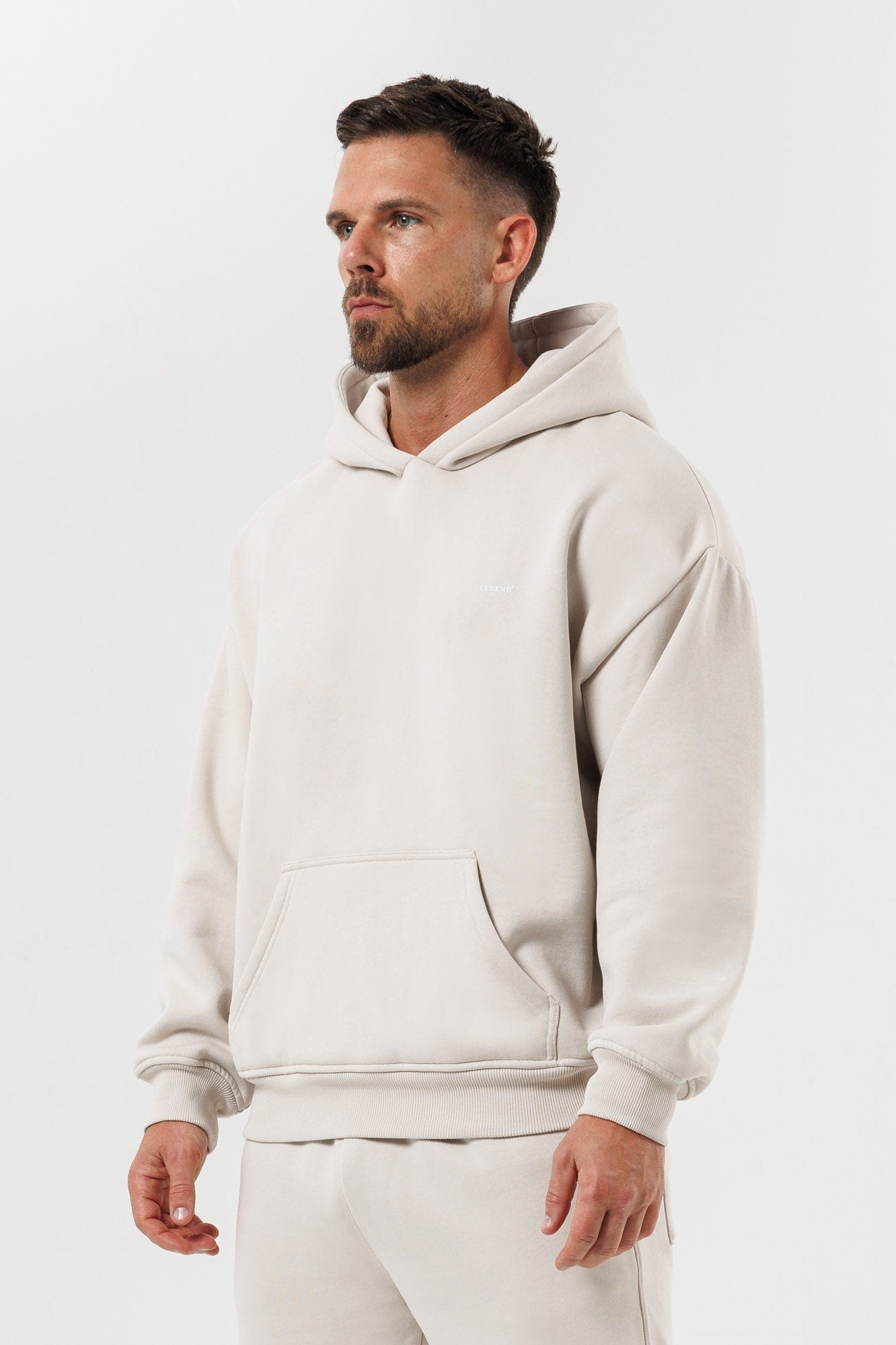 PRINT HOODIE - BEIGE