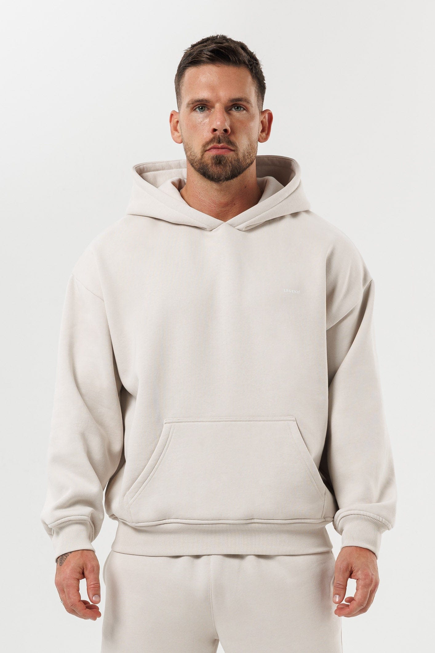PRINT HOODIE - BEIGE