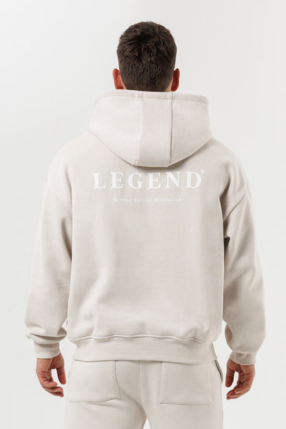 PRINT HOODIE - BEIGE
