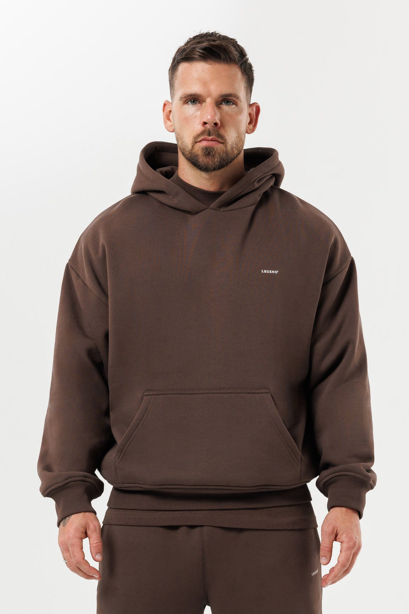 PRINT HOODIE - BROWN
