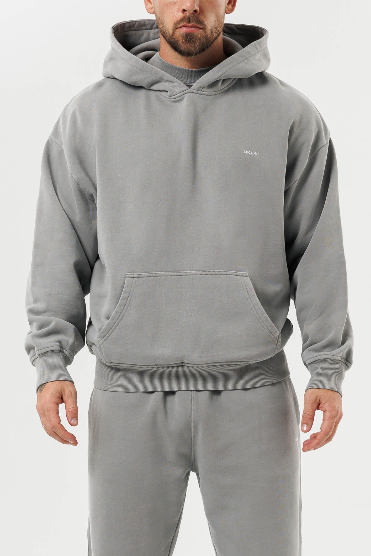 PRINT HOODIE - WASHED GREY