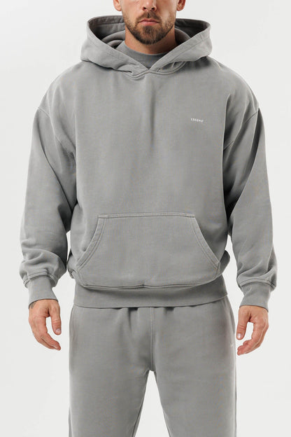 PRINT HOODIE - WASHED GREY
