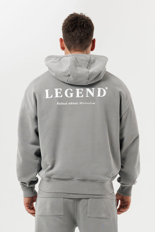 PRINT HOODIE - WASHED GREY