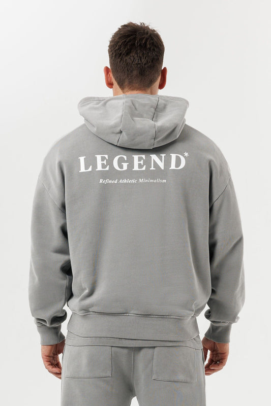 PRINT HOODIE - WASHED GREY