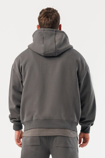 ZIPPED HOODIE - DARK GREY