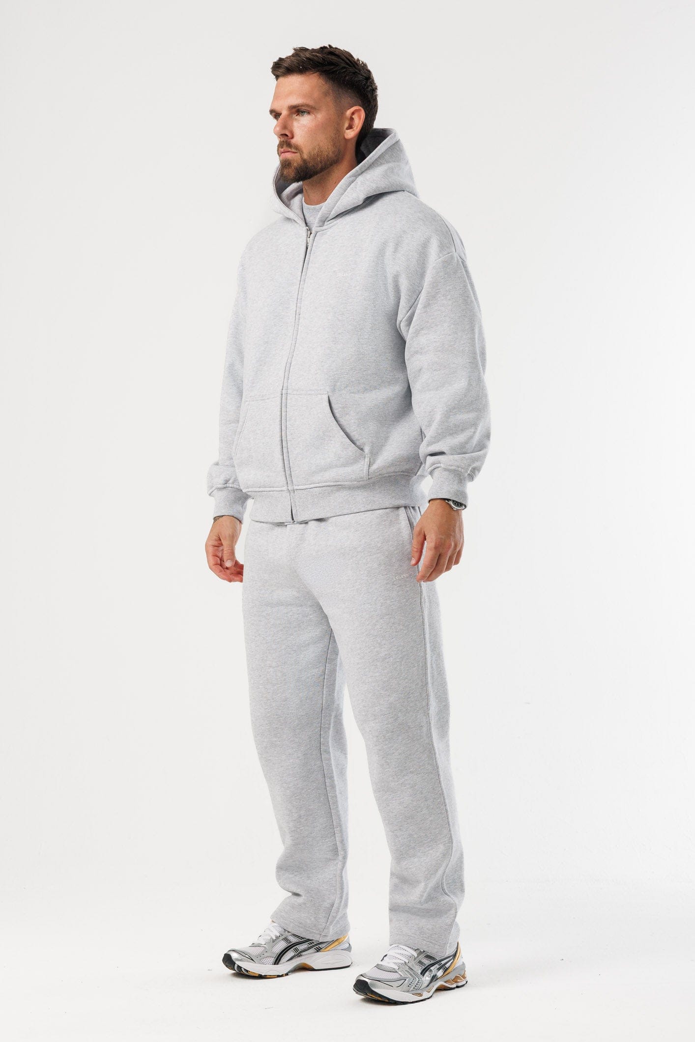ZIPPED HOODIE - GREY MARL