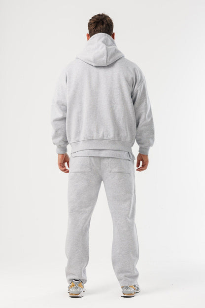 ZIPPED HOODIE - GREY MARL