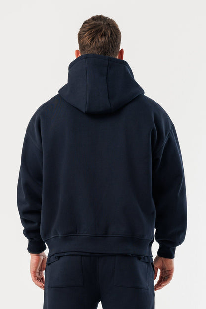 ZIPPED HOODIE - NAVY