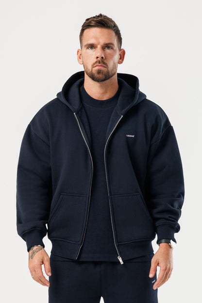 ZIPPED HOODIE - NAVY
