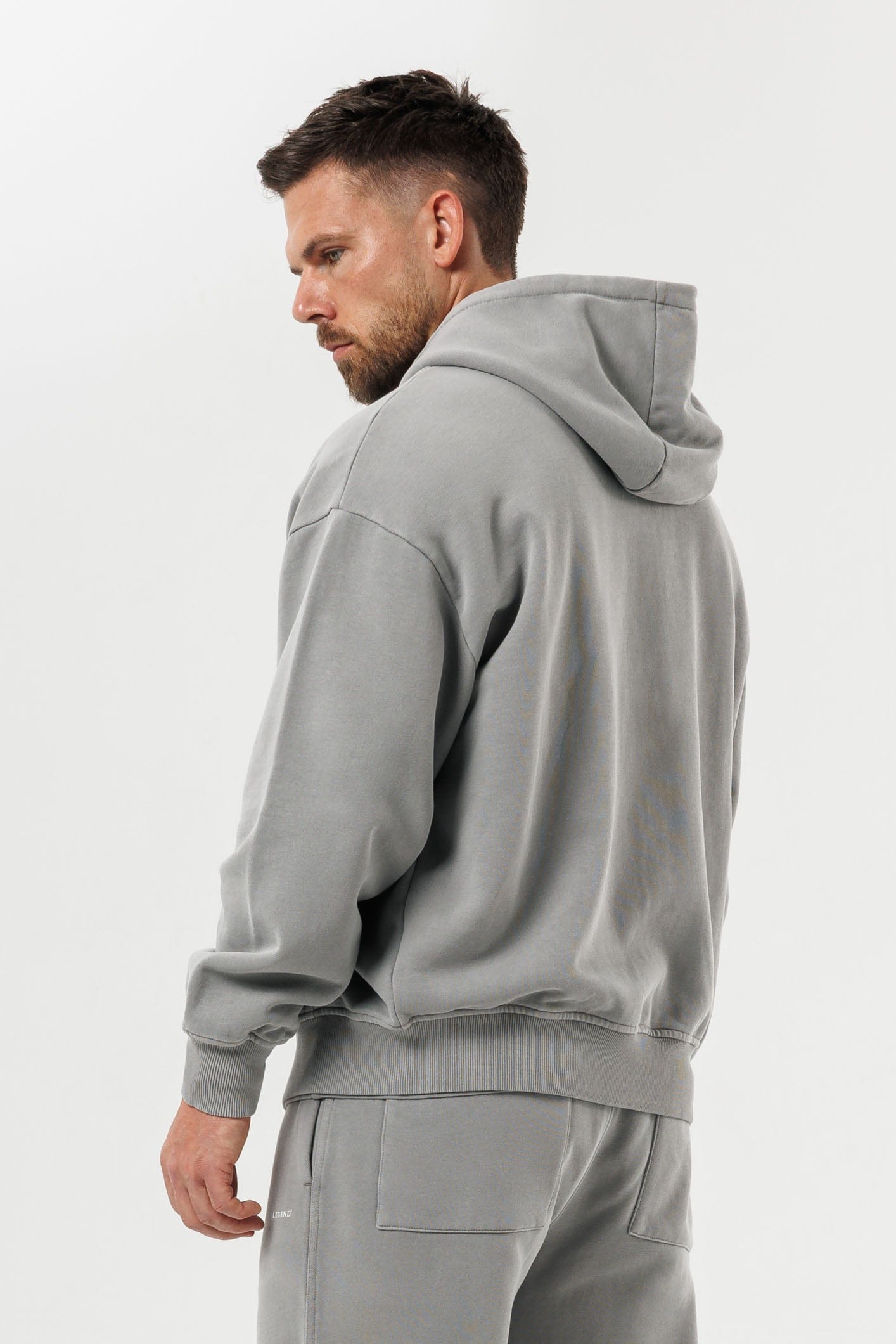 ZIPPED HOODIE - WASHED GREY