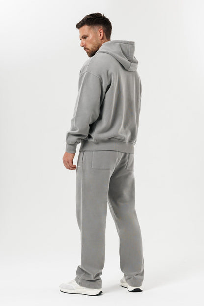 ZIPPED HOODIE - WASHED GREY