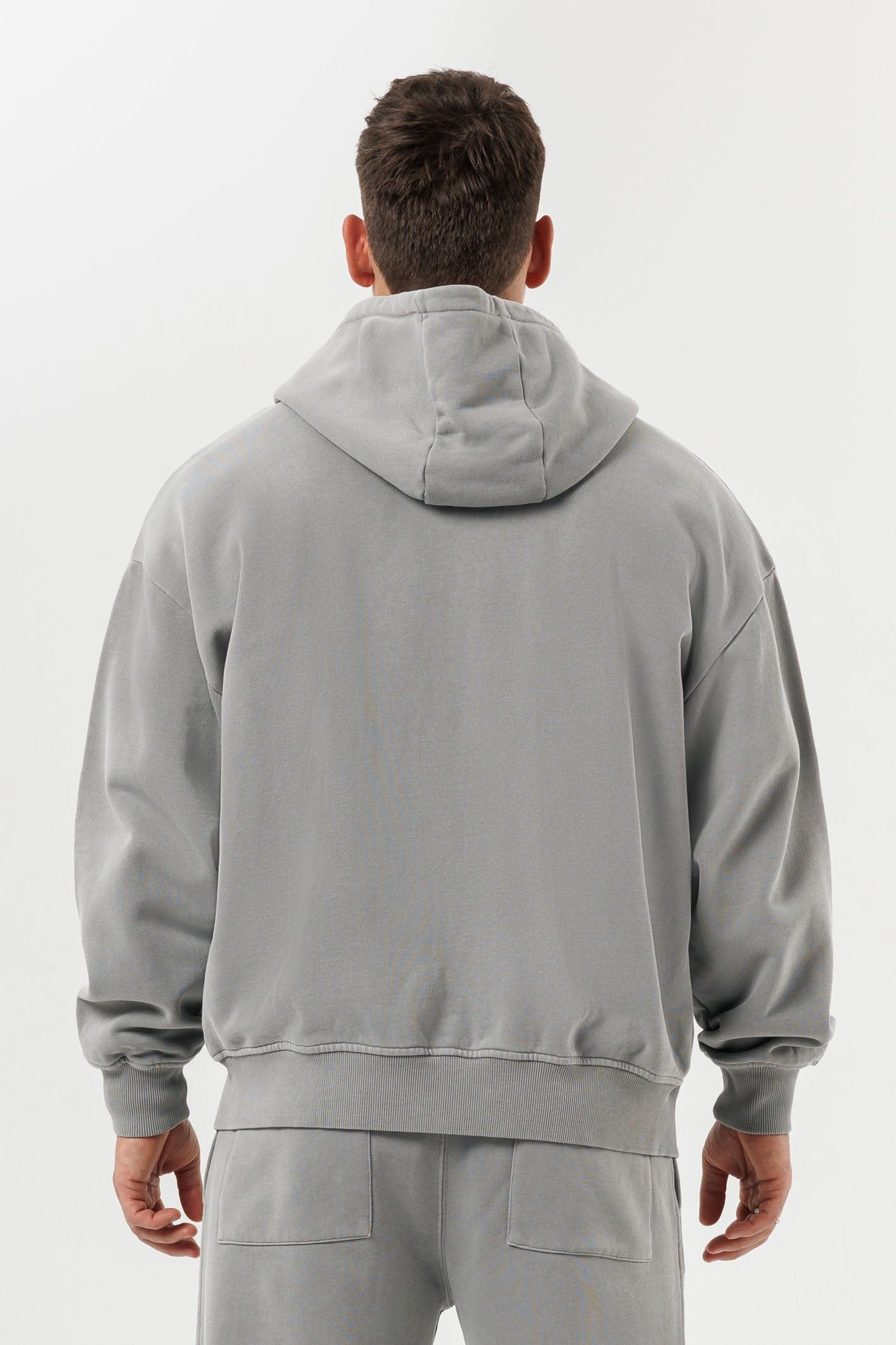 ZIPPED HOODIE - WASHED GREY