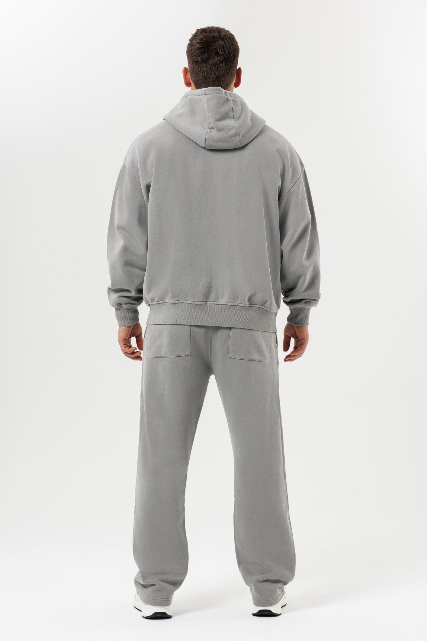 ZIPPED HOODIE - WASHED GREY