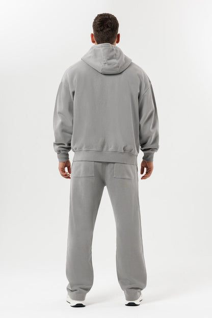 ZIPPED HOODIE - WASHED GREY