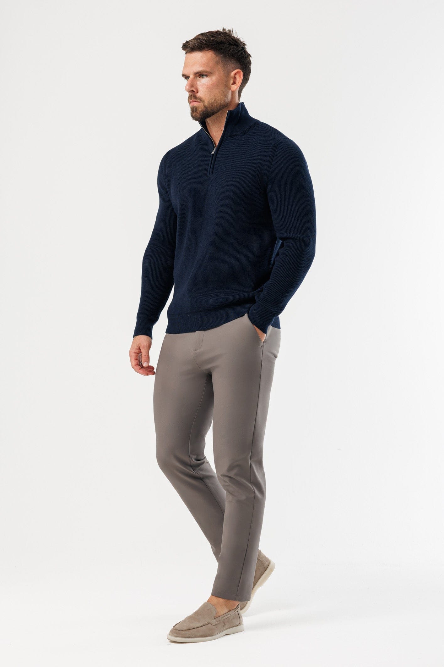 RIDGE KNIT QUARTER ZIP - NAVY