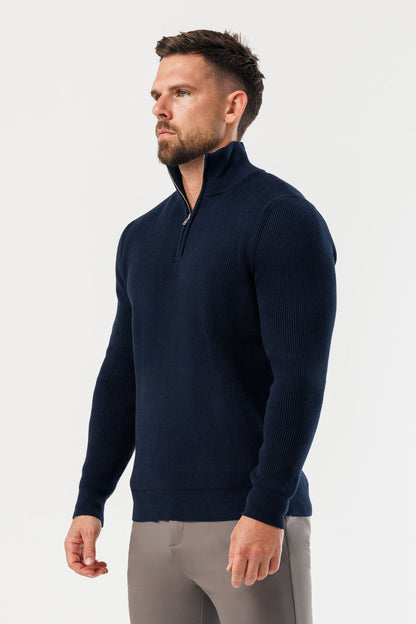 RIDGE KNIT QUARTER ZIP - NAVY