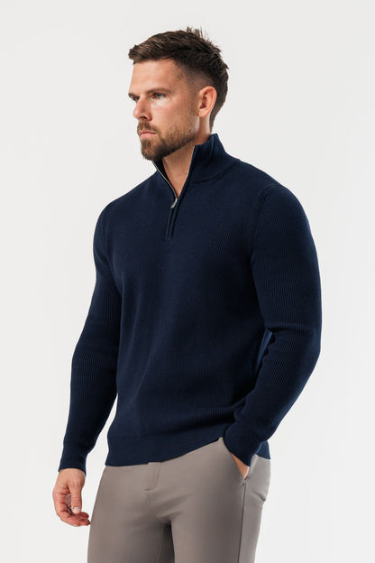 RIDGE KNIT QUARTER ZIP - NAVY