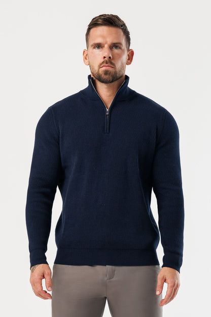 RIDGE KNIT QUARTER ZIP - NAVY