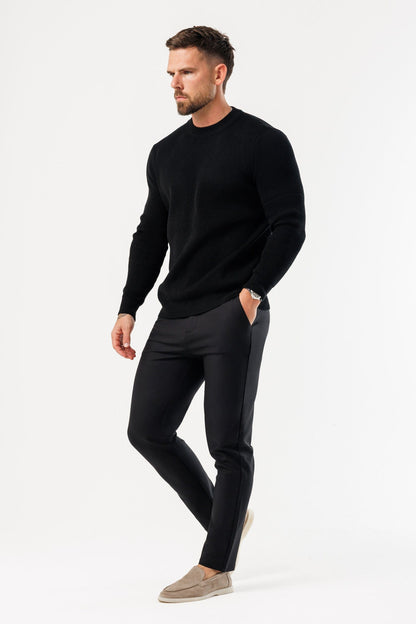 RIDGE KNIT SWEATER - BLACK