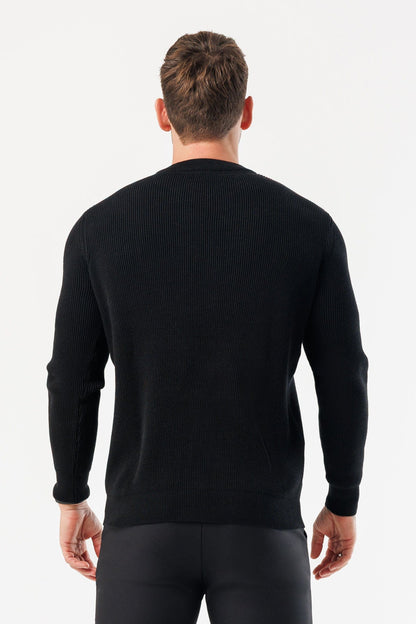 RIDGE KNIT SWEATER - BLACK