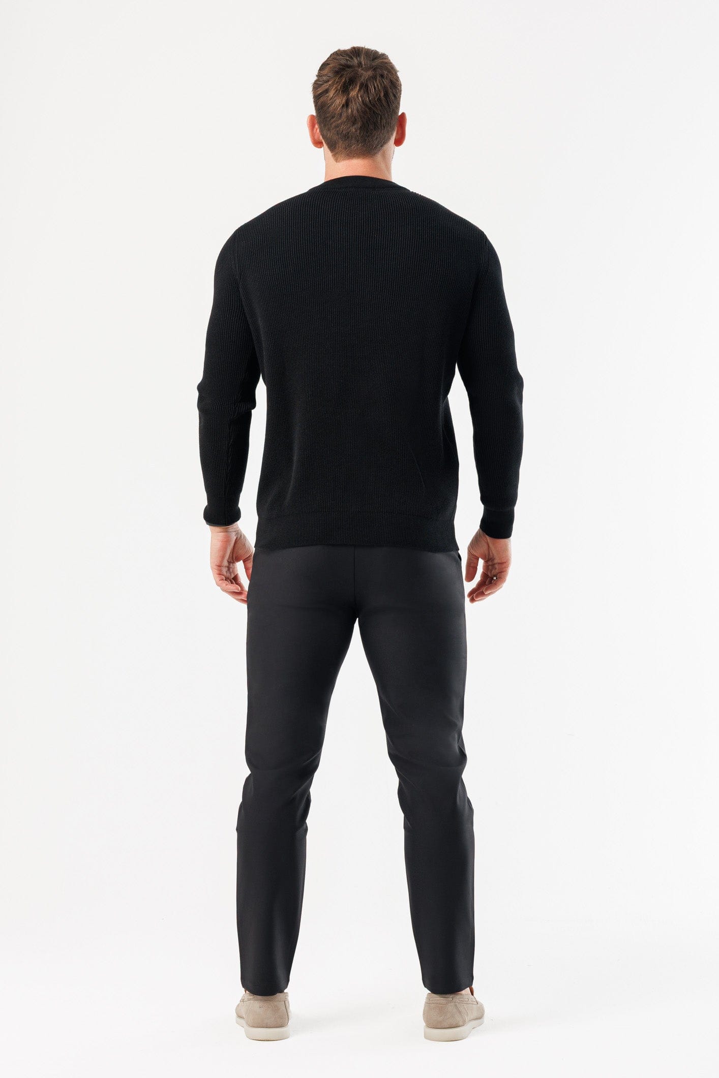 RIDGE KNIT SWEATER - BLACK