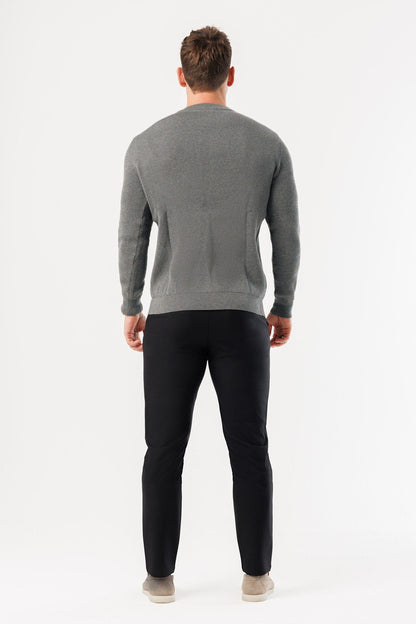 RIDGE KNIT SWEATER - DARK GREY MARL