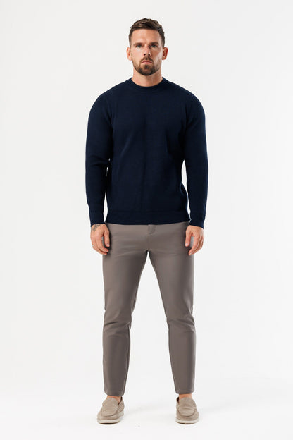 RIDGE KNIT SWEATER - NAVY