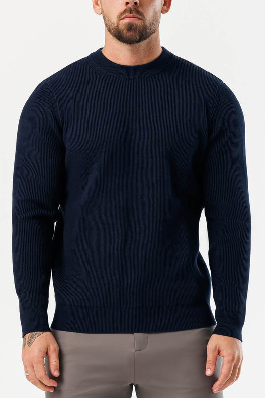 RIDGE KNIT SWEATER - NAVY