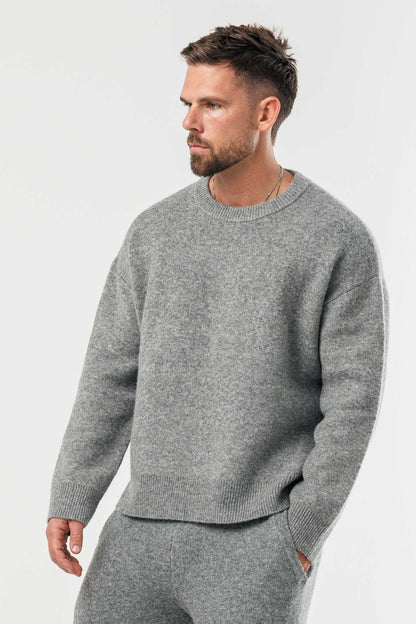 KNIT SWEATER - GREY MARL
